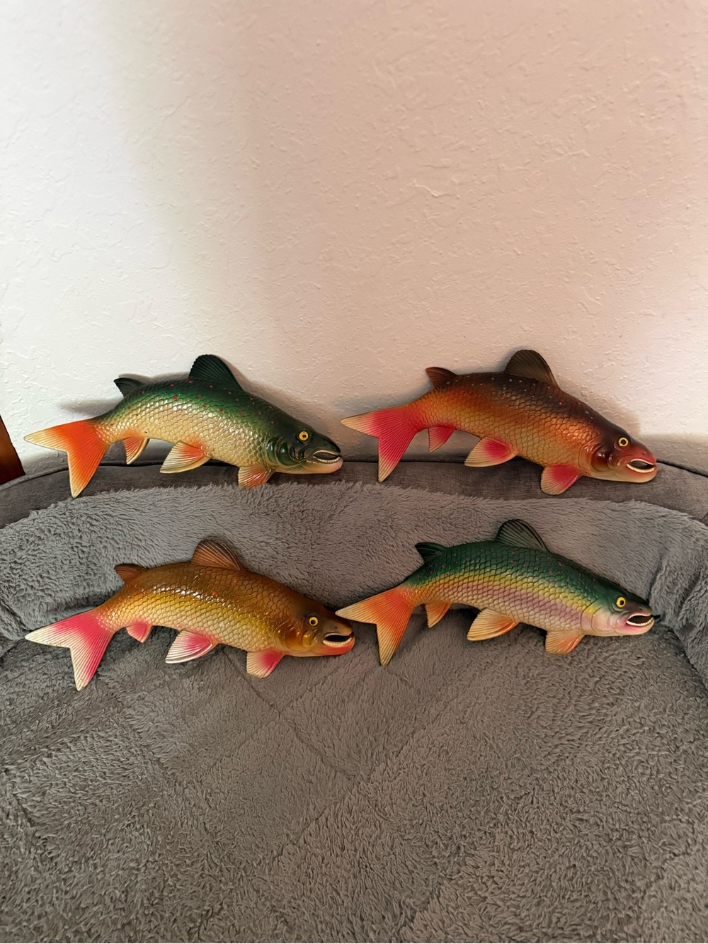 Hand-Painted Multi-Color Decorative Fish Wall Plaque - Set of 4